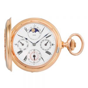 Lever with perpetual calendar and moon phases Circa 1882