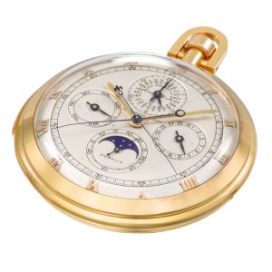 Unique Swiss gold open faced complicated watch Circa 1951