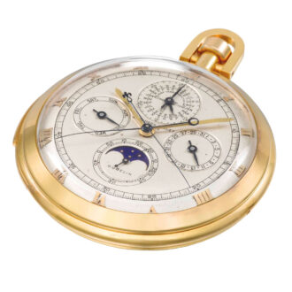 Unique Swiss gold open faced complicated watch Circa 1951