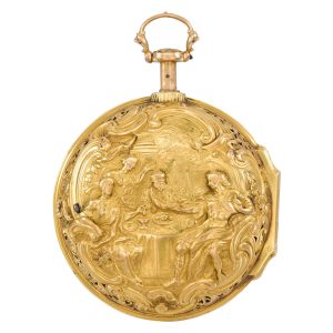 Unusual English quarter repeating repoussé verge Circa 1720
