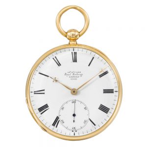 Fine English 18 carat gold open faced chronometer Circa 1874