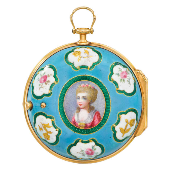 Very fine French gold and enamel open faced verge Circa 1750