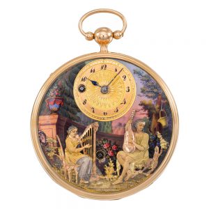Attractive gold two train musical automaton Circa 1815