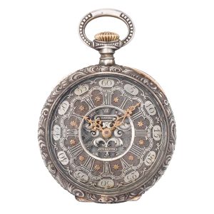 Unusual Swiss silver open faced repoussé cylinder Circa 1880