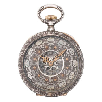 Unusual Swiss silver open faced repoussé cylinder Circa 1880