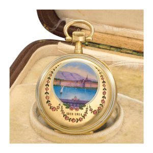 Fine Swiss 18k gold and enamel open faced lever Circa 1913