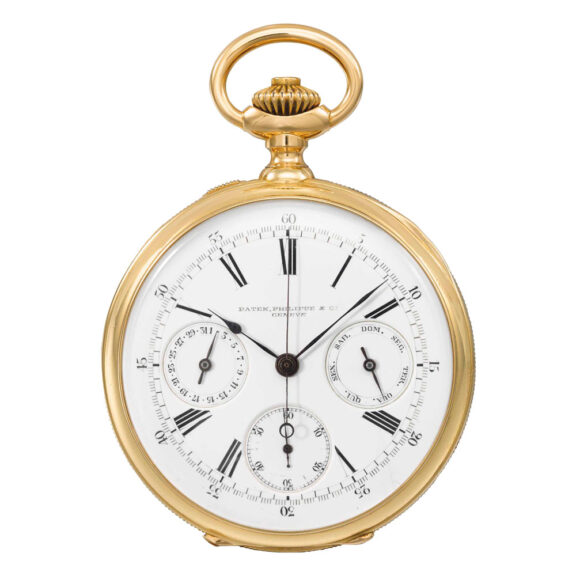 Swiss gold perpetual calendar lever chronograph Circa 1880 Swiss gold perpetual calendar lever chronograph Circa 1880