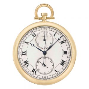 Elegant Swiss 18k gold chronograph with register Circa 1925