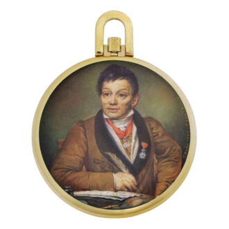 Unique Swiss gold lever with enamel miniature Circa 1971