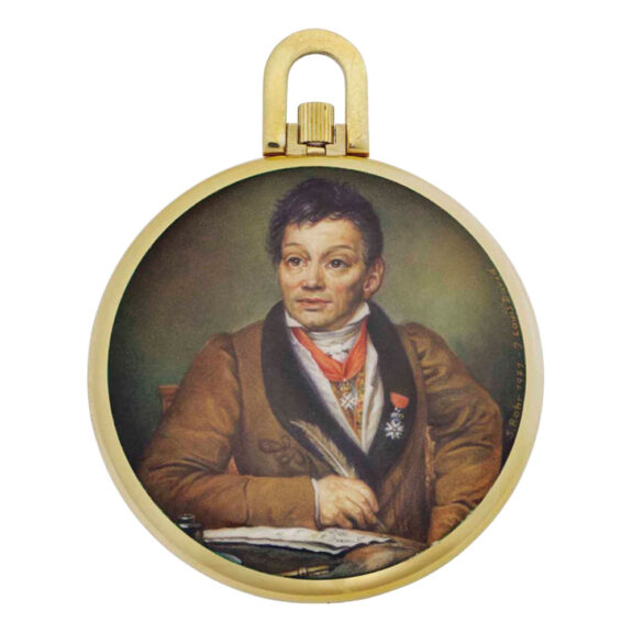 Unique Swiss gold lever with enamel miniature Circa 1971