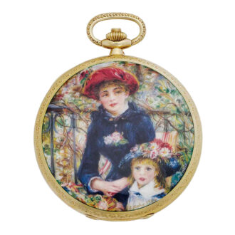 Unique Swiss gold lever with enamel miniature Circa 1985