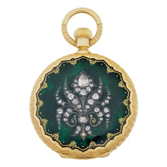 Swiss 18K gold, enamel and diamond set lever Circa 1871