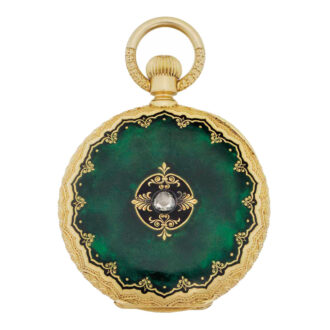 Swiss 18K gold, enamel and diamond set lever Circa 1871
