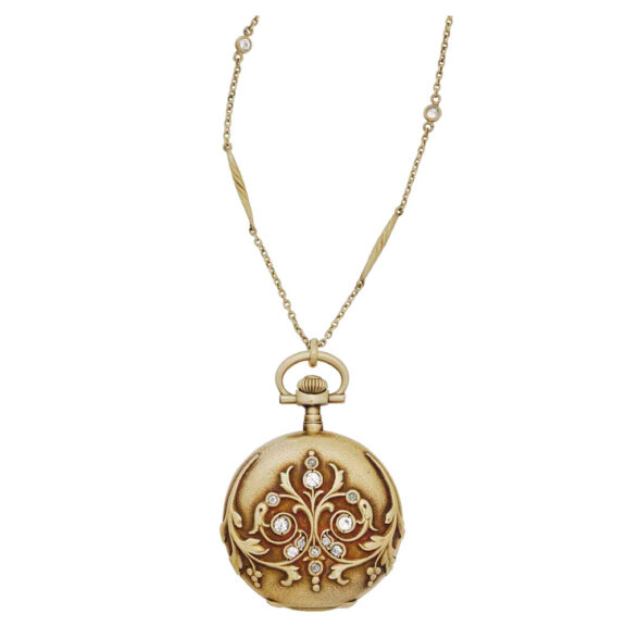 Swiss rose gold, diamond set lever pendant watch Circa 1904