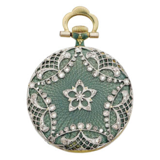 Swiss gold, enamel and diamond set pendant watch Circa 1908