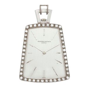 Swiss white gold and diamond set rectangular lever Circa 1968