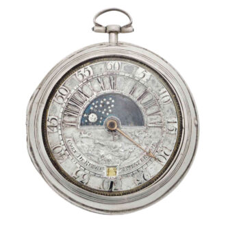 Dutch silver verge with date and moon phases Circa 1690-1699