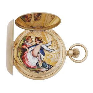 Swiss repeating lever with hidden erotic scene Circa 1890-1899