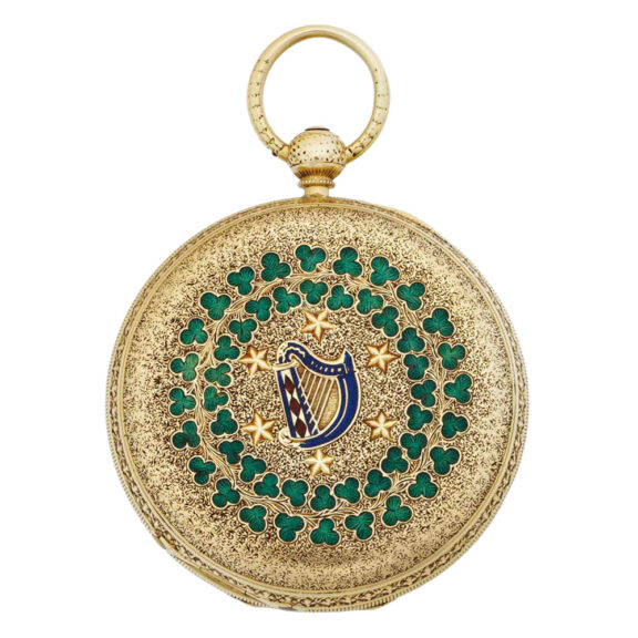 Irish gold and enamel hunting cased lever watch Circa 1838 Irish gold and enamel hunting cased lever watch Circa 1838