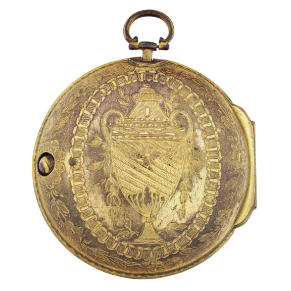 Oversized English gilt pair cased verge watch Circa 1700