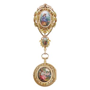 French gold and enamel verge and chatelaine Circa 1750-1760
