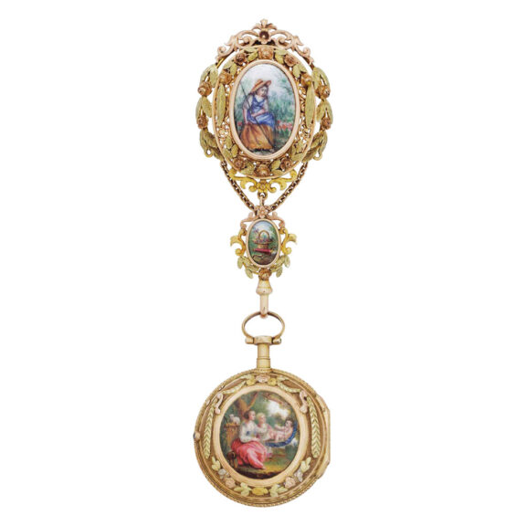 French gold and enamel verge and chatelaine Circa 1750-1760