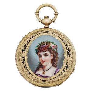 Swiss gold and enamel hunting cased lever Circa 1880-1899