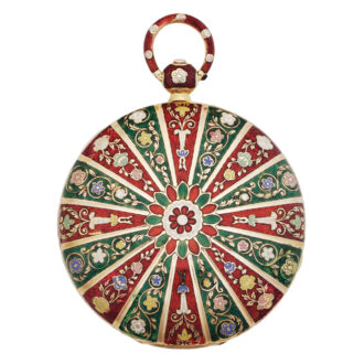 Swiss rose gold, enamel hunting cased verge Circa 1850-1860