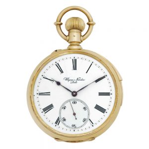 Swiss gold open faced minute repeating lever watch Circa 1895