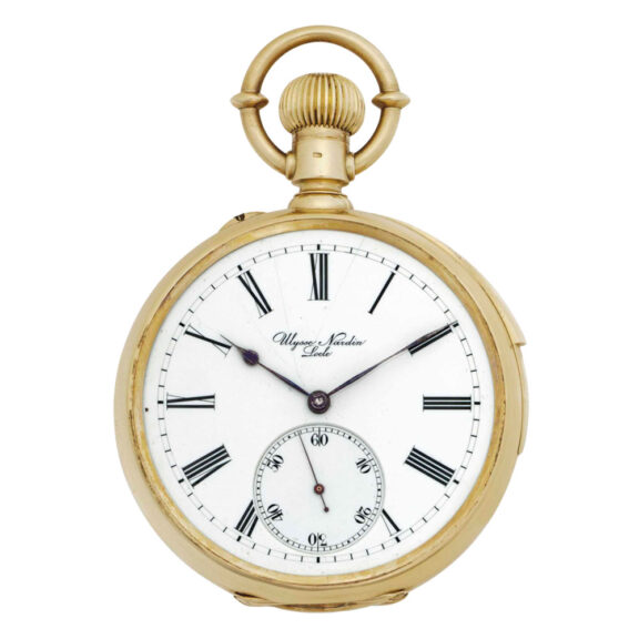 Swiss gold open faced minute repeating lever watch Circa 1895 Swiss gold open faced minute repeating lever watch Circa 1895