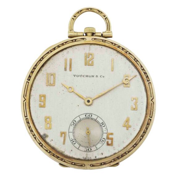 Swiss gold open faced keyless lever pocket watch Circa 1920