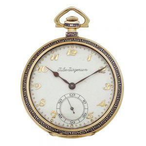 Danish gold and enamel keyless lever dress watch Circa 1920
