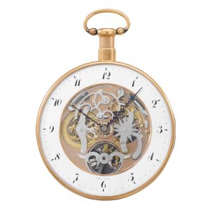 Swiss 18k rose gold skeletonized repeating cylinder Circa 1820