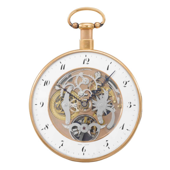 Swiss 18k rose gold skeletonized repeating cylinder Circa 1820
