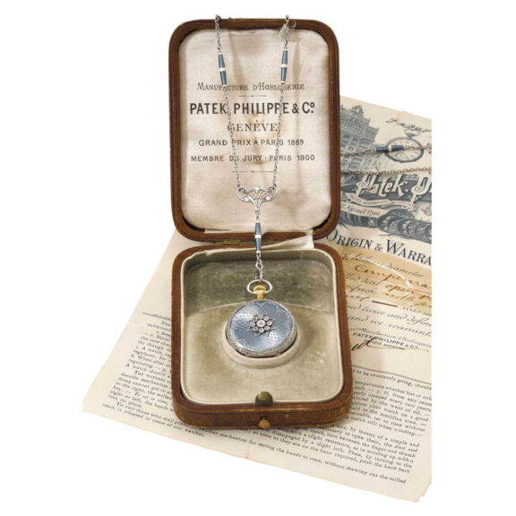 Swiss Art Deco lever pendant watch with chain Circa 1910 Swiss Art Deco lever pendant watch with chain Circa 1910