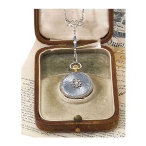 Swiss Art Deco lever pendant watch with chain Circa 1910