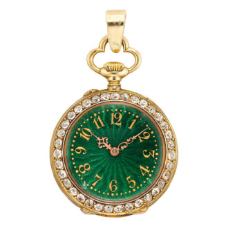Swiss gold, enamel and diamond set pendant watch Circa 1896