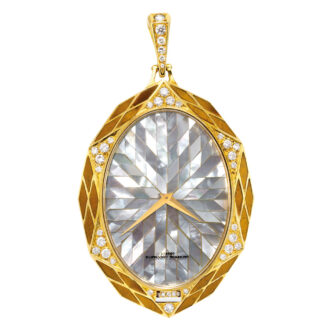 Swiss gold, diamond/tiger's eye set pendant watch Circa 1981