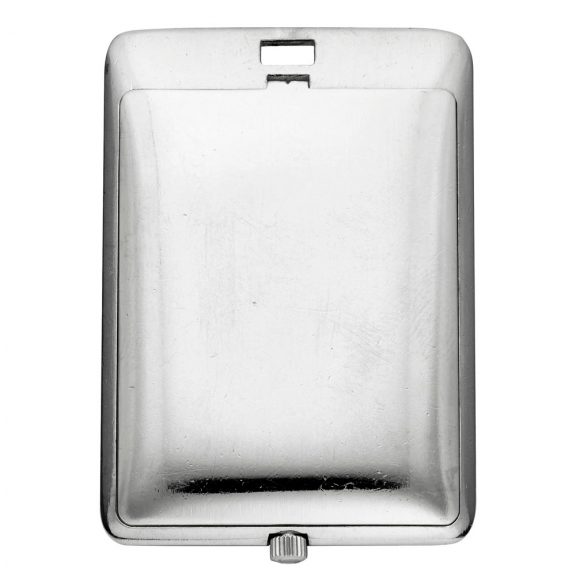 Swiss stainless steel rectangular watch with chain Circa 1975 Swiss stainless steel rectangular watch with chain Circa 1975