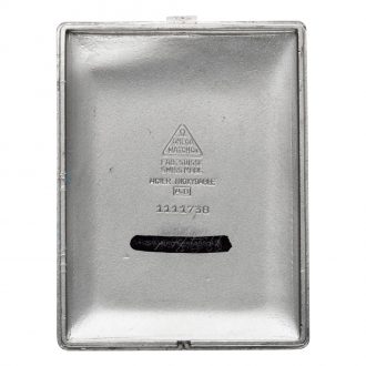 Swiss stainless steel rectangular watch with chain Circa 1975
