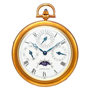 Thin Swiss 18 carat gold complicated lever pocket watch Circa 1983