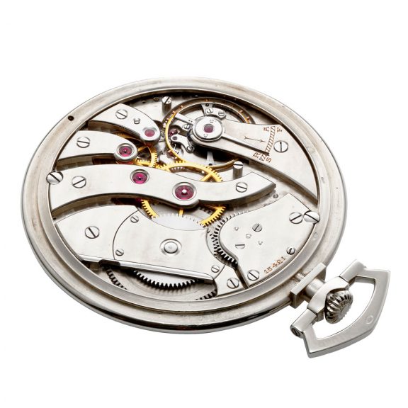 Thin Swiss white gold open faced complicated watch Circa 1925 Thin Swiss white gold open faced complicated watch Circa 1925