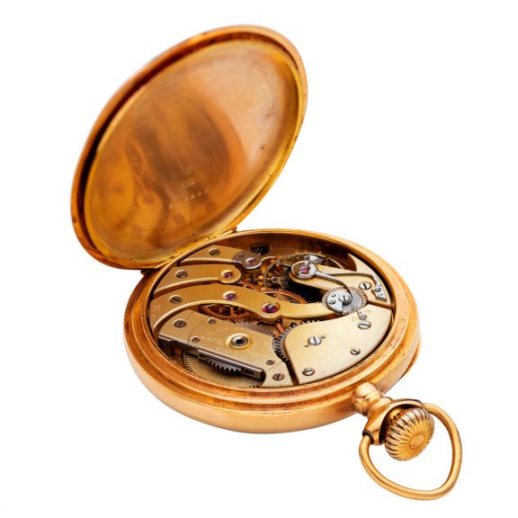 Swiss 18K rose gold open faced keyless lever watch Circa 1907 Swiss 18K rose gold open faced keyless lever watch Circa 1907