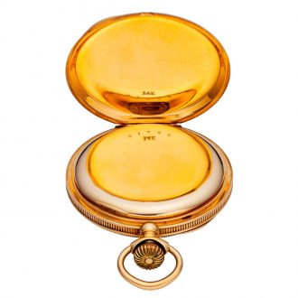 Swiss 14 carat gold open faced lever pocket watch Circa 1901