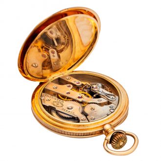 Swiss 14 carat gold open faced lever pocket watch Circa 1901