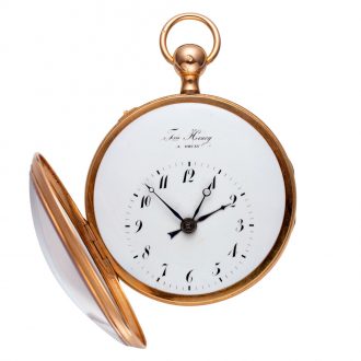 Swiss 18K gold quarter repeating verge watch with alarm Circa 1800 Swiss 18K gold quarter repeating verge watch with alarm Circa 1800