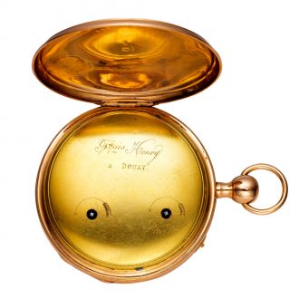 Swiss 18K gold quarter repeating verge watch with alarm Circa 1800 Swiss 18K gold quarter repeating verge watch with alarm Circa 1800