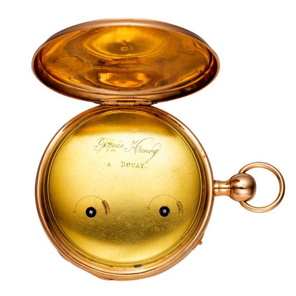 Swiss 18K gold quarter repeating verge watch with alarm Circa 1800 Swiss 18K gold quarter repeating verge watch with alarm Circa 1800