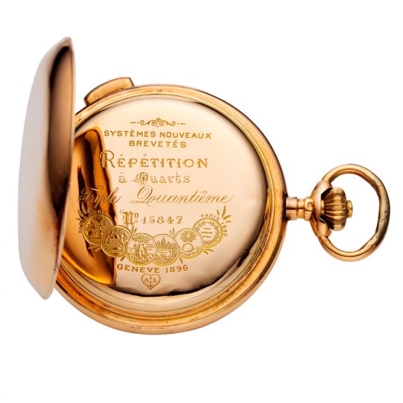 Swiss 14 carat rose gold repeating triple calendar watch Circa 1890 Swiss 14 carat rose gold repeating triple calendar watch Circa 1890