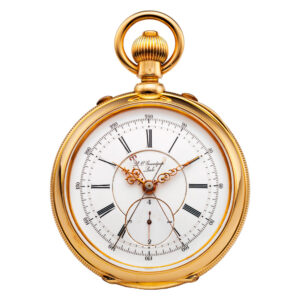 Swiss gold keyless split seconds chronograph Circa 1880